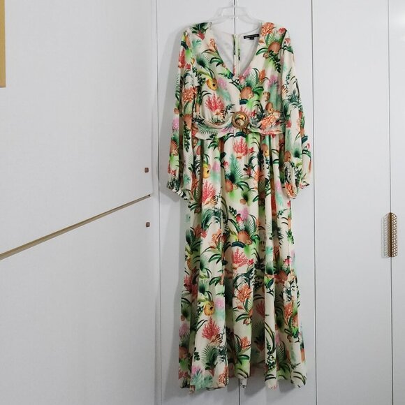 Boston Proper Long Sleeve Maxi Dress Women's Size 16 V-Neck Empire Waist - Picture 3 of 7